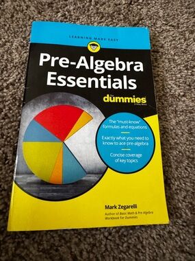 Pre-Algebra Essentials for Dummies - Bright Yellow & Black Cover